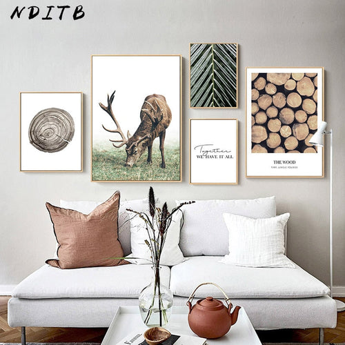 Scandinavian Poster Nordic Style Deer Wood Wall Art Canvas Itdinos
