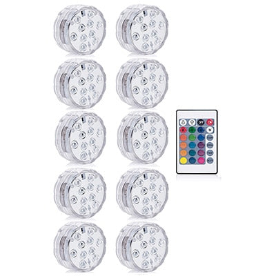 10 Led Remote Controlled RGB Submersible Light Battery Operated Underwater Night Lamp Outdoor Vase Bowl Garden Party Decoration Itdinos