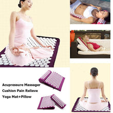 Lade das Bild in den Galerie-Viewer, Massager Cushion Massage Yoga Mat Acupressure Relieve Stress Back Body Pain Spike Mat Acupuncture Massage Yoga Mat with Pillow Itdinos
