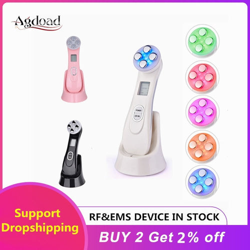 Mesoterapia Facial 5 in 1 LED Skin Tightening Beauty RF EMS Photon Light Therapy Anti Aging Skin Rejuvenation Skin Care Tools Itdinos