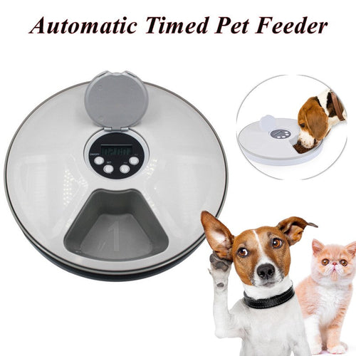 Round Timing Feeder Automatic Pet Feeder 6 Meals 6 Grids Cat Dog Electric Dry Food Dispenser 24 Hours Feed Pet Supplies 40%off Itdinos