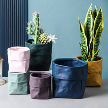 Lade das Bild in den Galerie-Viewer, Home Garden Nordic Ins Ceramic Kraft Paper Bag Flower Pot Green Plant Potted Creative Home Green Succulent Cactus Flower Pot Itdinos
