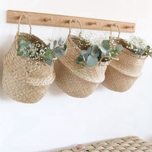 Lade das Bild in den Galerie-Viewer, Seagrass Flower Pot Basket Wickerwork Storage Basket Hanging Planter Garden Flower Vase Handmade Plant Basket Wicker Basketwall Itdinos
