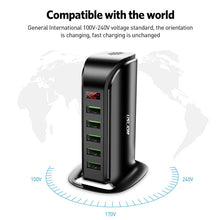 Lade das Bild in den Galerie-Viewer, USLION 5 Port USB Charger HUB LED Display Multi USB Charging Station Dock Universal Mobile Phone Desktop Wall Home EU UK Plug Itdinos
