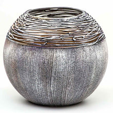 Lade das Bild in den Galerie-Viewer, Art Decorated Gray Glass Vase for Flowers | Painted Art Glass Round Vase | Interior Design Home Room Decor | Table vase 6 inch Itdinos
