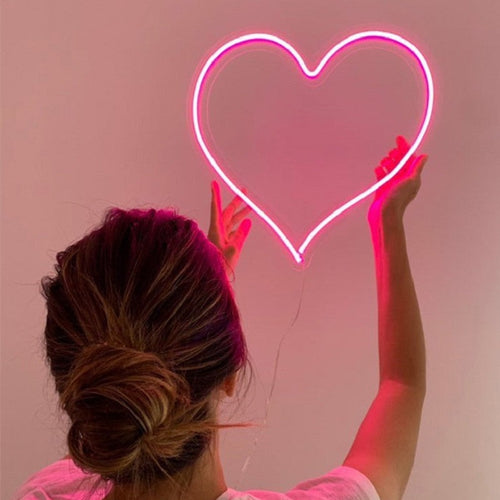 38cm Big Heart Shape Neon Sign Wall Hanging Light for Wedding Bedroom Home Party USB Powered Valentine's Day Christmas Decor Itdinos