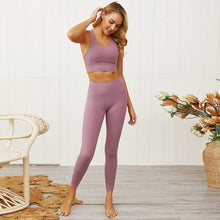Lade das Bild in den Galerie-Viewer, Kaminsky Fitness Women Suit Seamless Sports Set Workout Gym Set Push Up Seamless Sleeveless Tank Tops Women Fitness Leggings Set Itdinos
