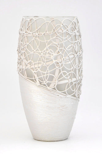 Handpainted Glass Vase for Flowers | Painted Art Glass Oval Vase | Wedding Design | Table vase 12 inch Itdinos