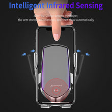 Lade das Bild in den Galerie-Viewer, Automatisches Klemmen 10W kabelloses Autoladegerät für iPhone XS XR X 8 11 Pro Samsung S20 S10 Qi Schnelllade-Autotelefonhalter

