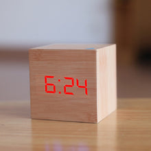 Lade das Bild in den Galerie-Viewer, New Qualified Digital Wooden LED Alarm Clock Wood Retro Glow Clock Desktop Table Decor Voice Control Snooze Function Desk Tools Itdinos
