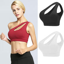Lade das Bild in den Galerie-Viewer, Sexy One Shoulder Yoga Bras Women Sports Top Crop Athletic Vest Push Up Underwear BH Sports Bra Sportswear Wire Free Gym Shirts Itdinos
