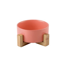 Load image into Gallery viewer, Ceramic Raised Cat Bowl With Wood Stand Itdinos
