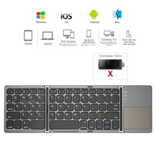 Lade das Bild in den Galerie-Viewer, B033 Mini klapp tastatur Bluetooth Faltbare Drahtlose Tastatur mit Touchpad für Windows,Android,ios Tablet ipad Telefon
