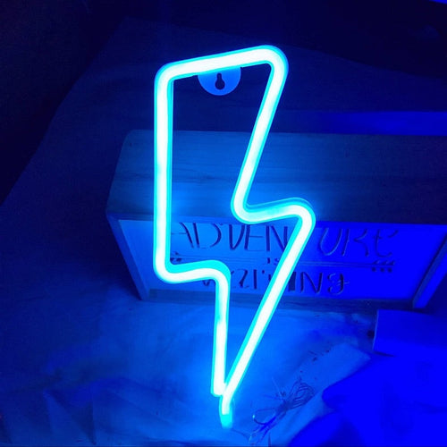 New LED Neon Sign Lightning Shaped USB Battery Operated Night Light Decorative Table Lamp For Home Party Living Room decoration Itdinos