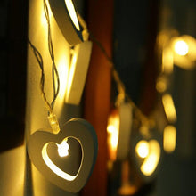 Lade das Bild in den Galerie-Viewer, Battery Powered 10 LED Wooden Heart Shape String light Garden Birthday Event Party Christmas Decoration Xmas String Fairy Light Itdinos
