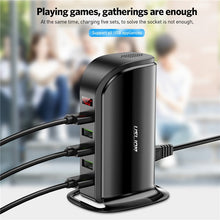 Lade das Bild in den Galerie-Viewer, USLION 5 Port USB Charger HUB LED Display Multi USB Charging Station Dock Universal Mobile Phone Desktop Wall Home EU UK Plug Itdinos
