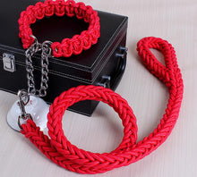 Load image into Gallery viewer, Double Strand Rope Large Dog Leashes Metal P Chain Buckle National Color Pet Traction Rope Collar Set For Big Dogs 1.2m Length Itdinos
