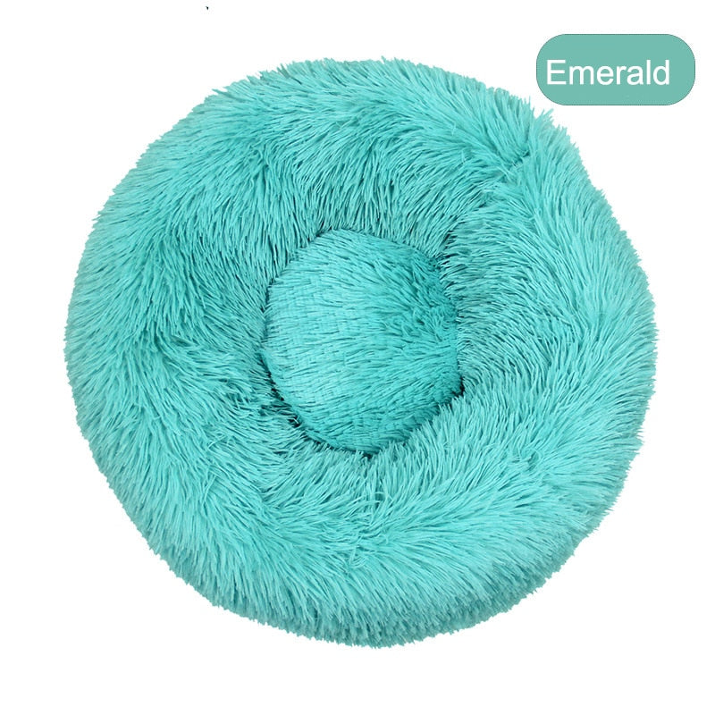 Donut Dog Bed Warm Soft Long Plush Pet Cushion Itdinos
