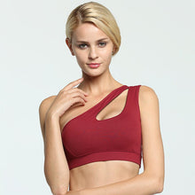 Lade das Bild in den Galerie-Viewer, Sexy One Shoulder Yoga Bras Women Sports Top Crop Athletic Vest Push Up Underwear BH Sports Bra Sportswear Wire Free Gym Shirts Itdinos
