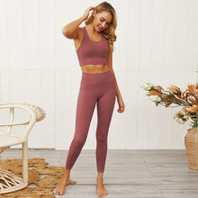 Lade das Bild in den Galerie-Viewer, Kaminsky Fitness Women Suit Seamless Sports Set Workout Gym Set Push Up Seamless Sleeveless Tank Tops Women Fitness Leggings Set Itdinos

