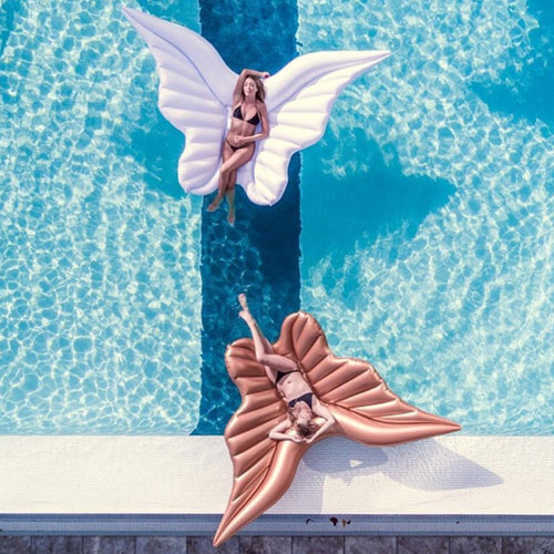 Giant Angel Wings Inflatable Pool Floating Air Mattress Lazy Water Party Toy Riding Butterfly Swimming Ring Piscina 110*180cm Itdinos