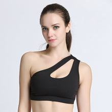 Lade das Bild in den Galerie-Viewer, Sexy One Shoulder Yoga Bras Women Sports Top Crop Athletic Vest Push Up Underwear BH Sports Bra Sportswear Wire Free Gym Shirts Itdinos
