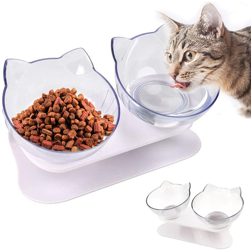 Pet Double Cat Bowl With Raised Stand Itdinos