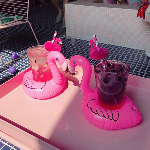 Summer  Inflatable Flamingo Cup Holders Swimming Float Circle Swimming Pool Party For Adult Pool Float Drink Holder Itdinos