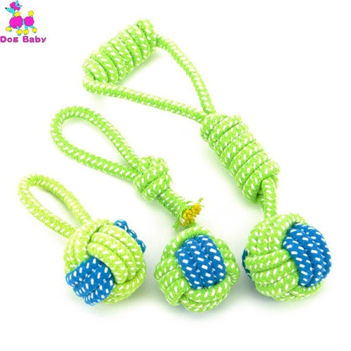 1PC Pet Supply Dog Toys Dogs Chew Teeth Clean Outdoor Training Fun Playing Green Rope Ball Toy For Large Small Dog Cat Itdinos