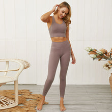 Lade das Bild in den Galerie-Viewer, Kaminsky Fitness Women Suit Seamless Sports Set Workout Gym Set Push Up Seamless Sleeveless Tank Tops Women Fitness Leggings Set Itdinos

