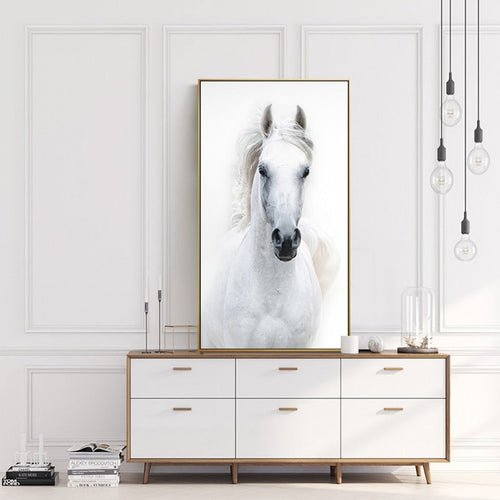 Nordic Style White Horse Canvas White Poster Print Modern Wall Art Pictures Itdinos