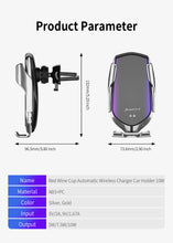 Lade das Bild in den Galerie-Viewer, Automatisches Klemmen 10W kabelloses Autoladegerät für iPhone XS XR X 8 11 Pro Samsung S20 S10 Qi Schnelllade-Autotelefonhalter
