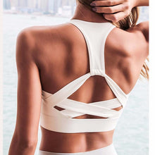 Lade das Bild in den Galerie-Viewer, Women White Strap Push Up Sports Bra for Women Gym Running yoga top Bra Athletic Vest Hollow out Sportswear Underwear Itdinos
