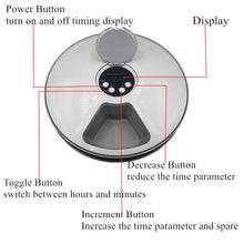 Load image into Gallery viewer, Round Timing Feeder Automatic Pet Feeder 6 Meals 6 Grids Cat Dog Electric Dry Food Dispenser 24 Hours Feed Pet Supplies 40%off Itdinos
