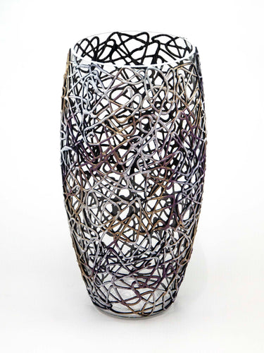 Art Decorated Glass Oval Vase | Interior Design Home Room Decor | Table vase 12 inch Itdinos