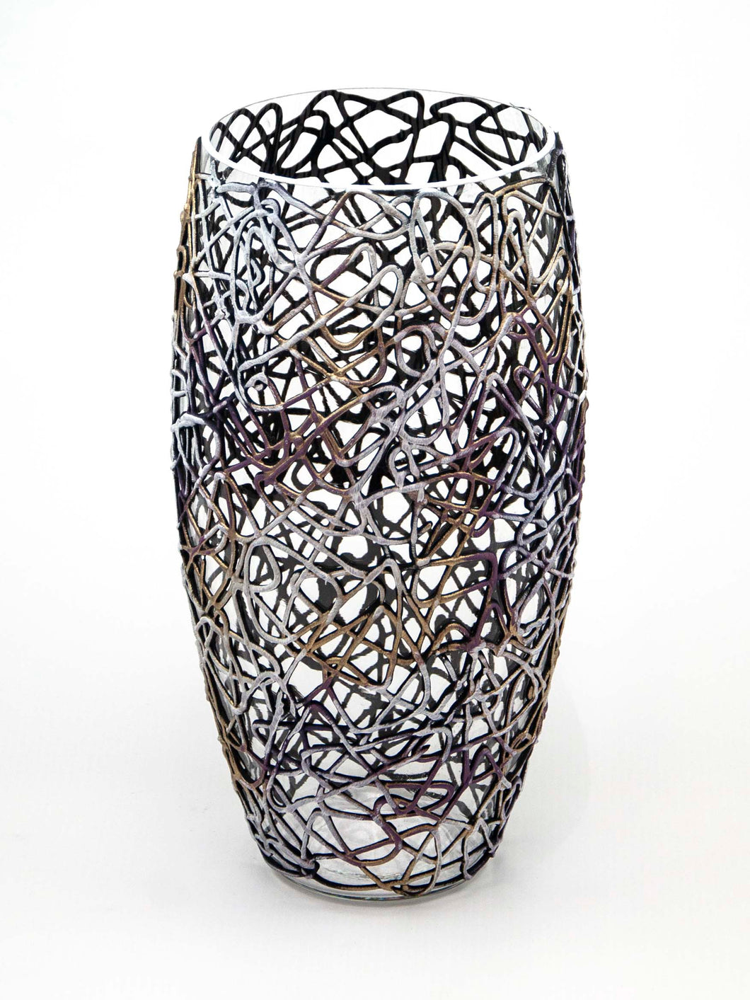 Art Decorated Glass Oval Vase | Interior Design Home Room Decor | Table vase 12 inch Itdinos