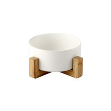 Load image into Gallery viewer, Ceramic Raised Cat Bowl With Wood Stand Itdinos
