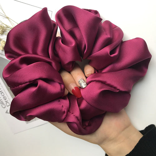 Oversized Hair Scrunchies For Women Solid Satin Silk Scrunchie Hair Rubber Bands Elastic Hair Ties Accessories Ponytail Holder Itdinos