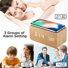Lade das Bild in den Galerie-Viewer, Elektrischer LED-Wecker mit Qi-Ladestation für kabellose Telefone
