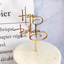 Lade das Bild in den Galerie-Viewer, Acrylic Cake Topper Golden Happy Birthday Cake Toppers For Kids Birthday Party Cake Decorations celebrate Birthday dessert gift Itdinos
