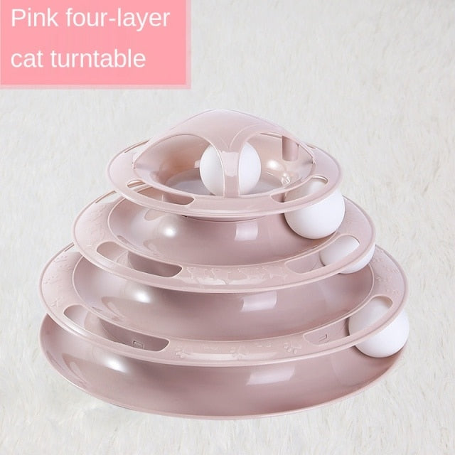 Cats Toys Turntable Balls 4 Layers Play Track Plate Cat Accessories Interactive Toy Indoor Pet Supplies For Cats Kitten Teasers Itdinos