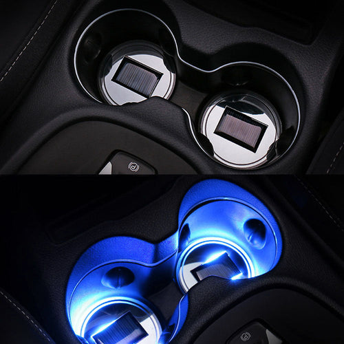 Universal Car Styling Solar Power Energy Blue LED Car Interior Decoration Light Cup Coaster Mat Non Slip Pad Car Accessories ITDinos®