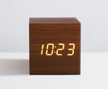 Lade das Bild in den Galerie-Viewer, New Qualified Digital Wooden LED Alarm Clock Wood Retro Glow Clock Desktop Table Decor Voice Control Snooze Function Desk Tools Itdinos
