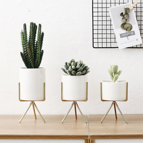 1Set Nordic Style Ceramic Iron Art Vase Minimalism Flower Vases Home Decoration Green Plant Flowerpot Coffeehouse OfficeRoom Itdinos
