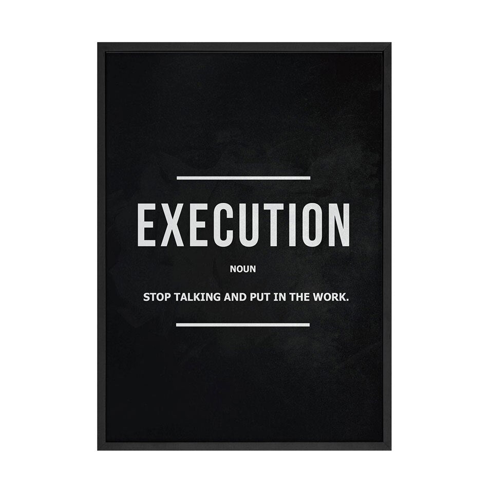 Grind Hustle  Execution Wall Art Canvas Prints Office Decor Motivational Modern Art Entrepreneur Motivation Painting Pictures Itdinos