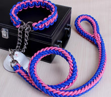 Load image into Gallery viewer, Double Strand Rope Large Dog Leashes Metal P Chain Buckle National Color Pet Traction Rope Collar Set For Big Dogs 1.2m Length Itdinos
