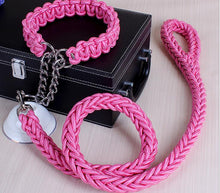 Load image into Gallery viewer, Double Strand Rope Large Dog Leashes Metal P Chain Buckle National Color Pet Traction Rope Collar Set For Big Dogs 1.2m Length Itdinos
