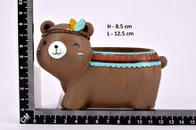 Lade das Bild in den Galerie-Viewer, GreyFOX || Handmade Cute Resin Tribal Bear Multipurpose Pot || Succulent Pot Indoor || Desktop Flower Planter || Home DÃ©cor Garden Itdinos
