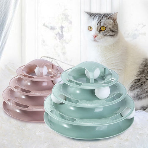 Cats Toys Turntable Balls 4 Layers Play Track Plate Cat Accessories Interactive Toy Indoor Pet Supplies For Cats Kitten Teasers Itdinos
