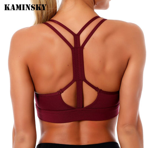 Kaminsky Women Sport Bra Gathered Running Fitness Gym Shockproof Bra High Elasticity Breathable Sweat Tank Top Athletic Vest Itdinos